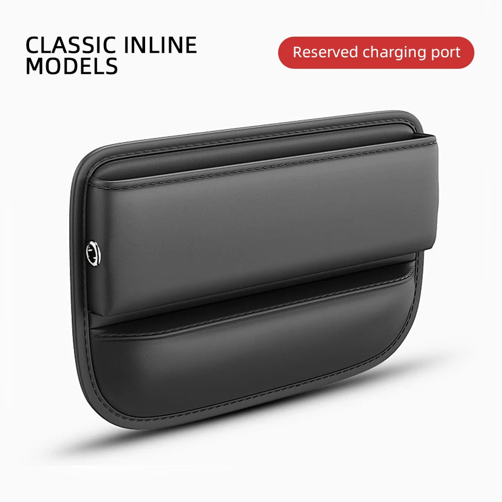 Leather Car Seat Organizer with Cup Holder