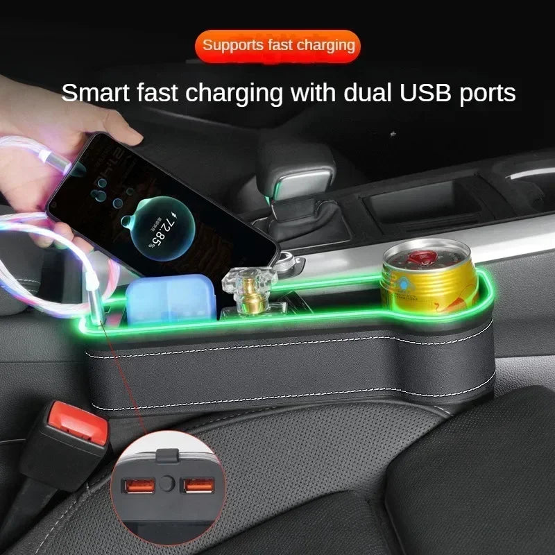 LED Car Seat Organizer with USB Charging