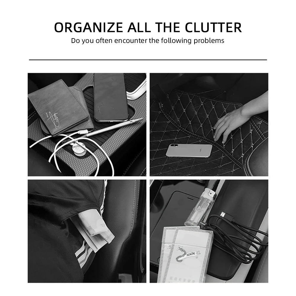 Leather Car Seat Organizer with Cup Holder