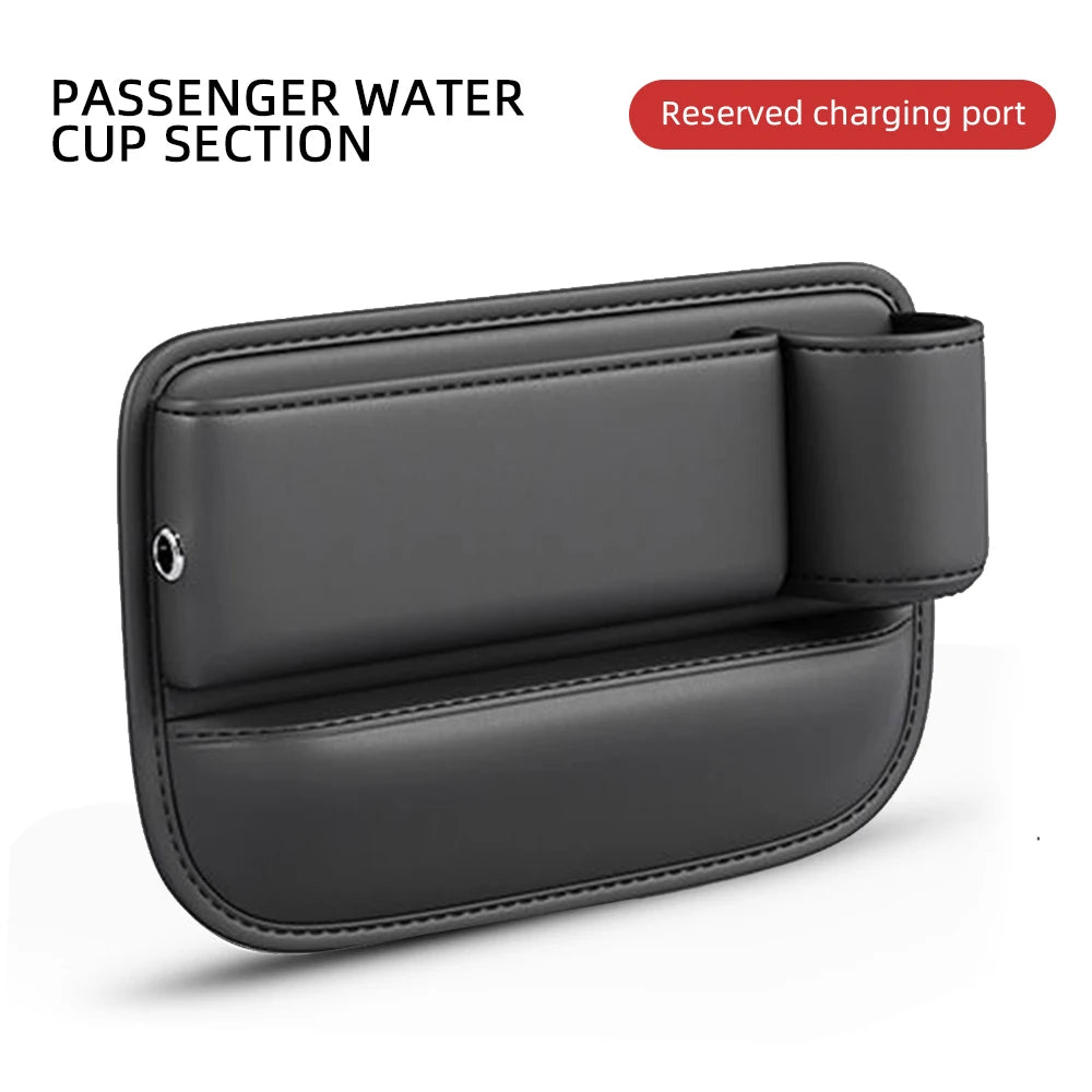 Leather Car Seat Organizer with Cup Holder
