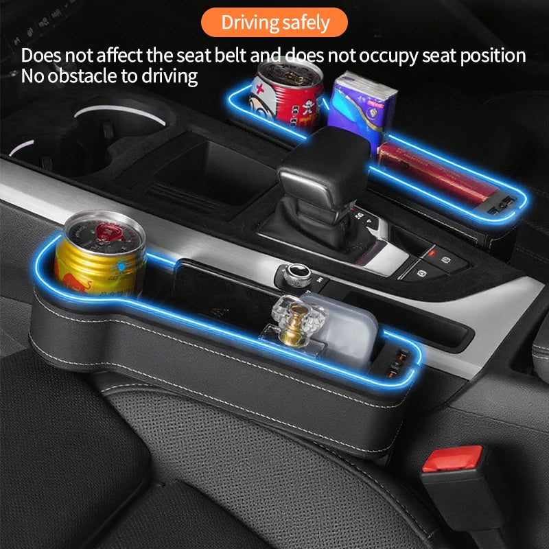 LED Car Seat Organizer with USB Charging